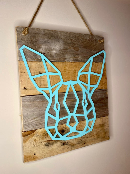 Rustic geometric bunny rabbit board