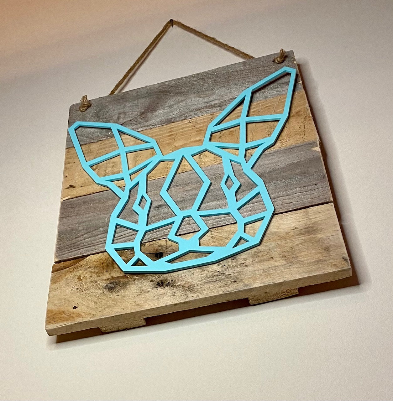 Rustic geometric bunny rabbit board