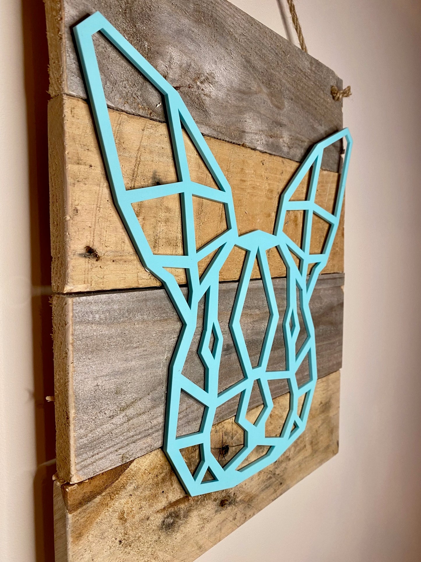 Rustic geometric bunny rabbit board