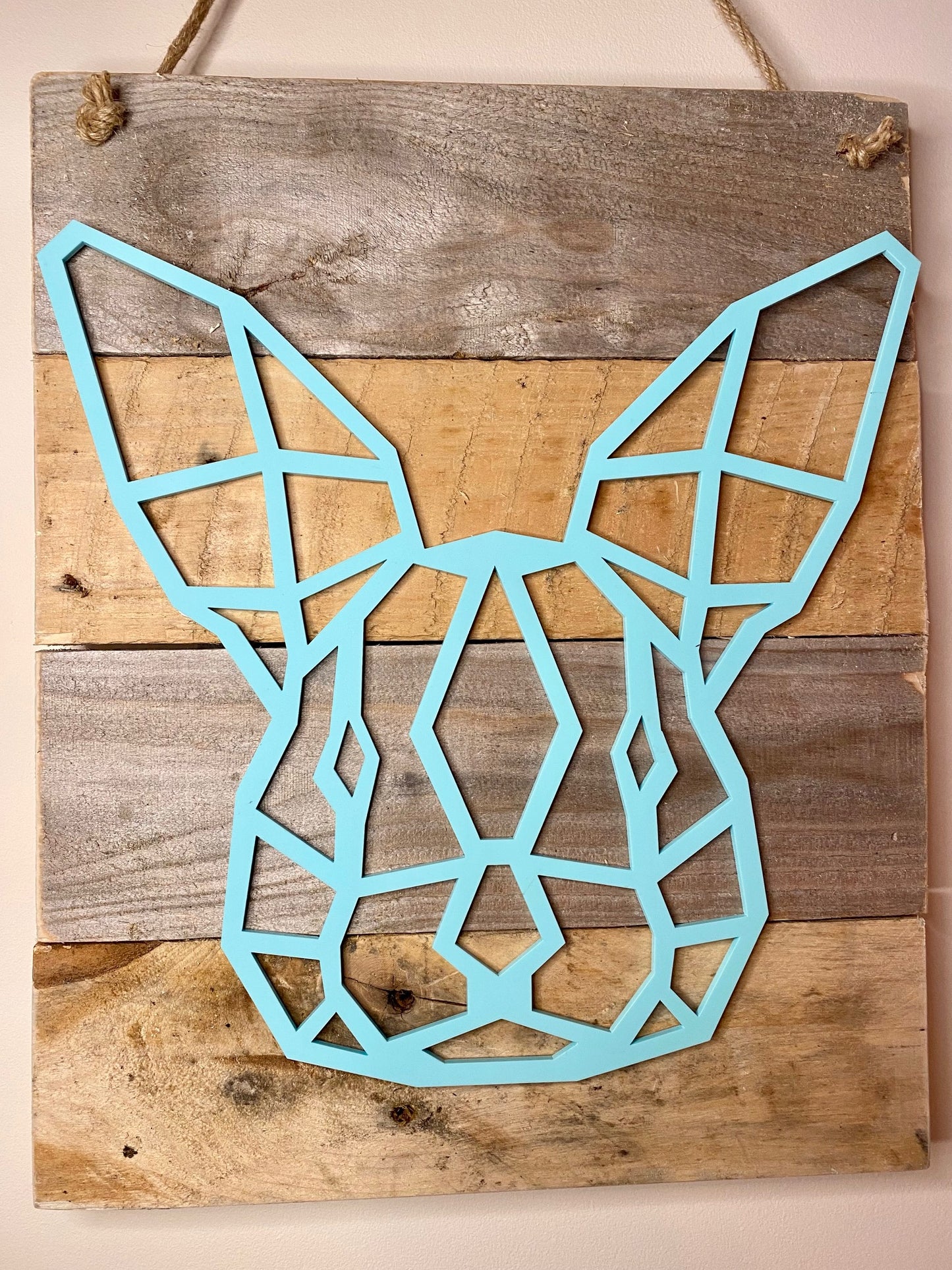 Rustic geometric bunny rabbit board