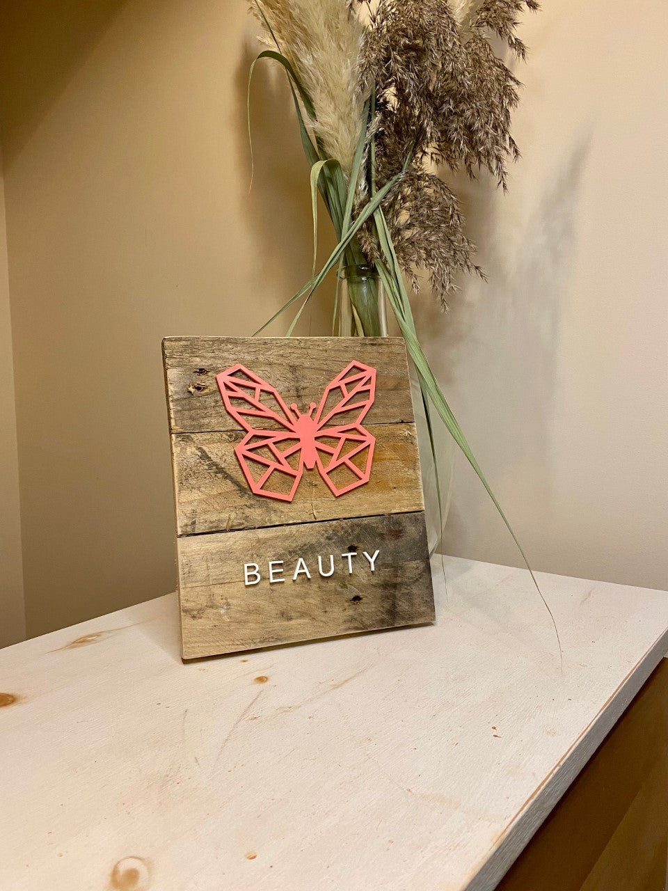 Rustic geometric butterfly board