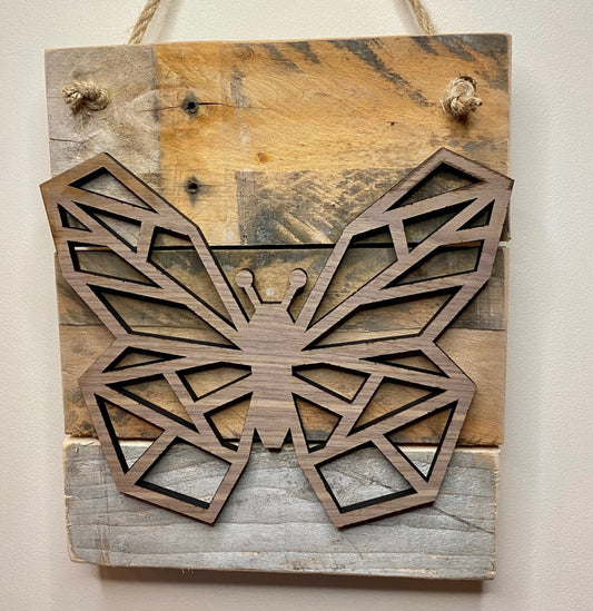 Rustic geometric butterfly board