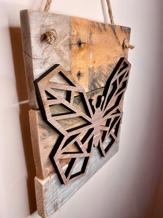 Rustic geometric butterfly board