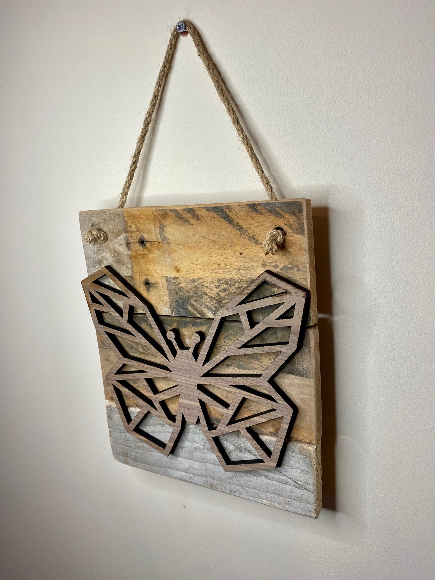 Rustic geometric butterfly board