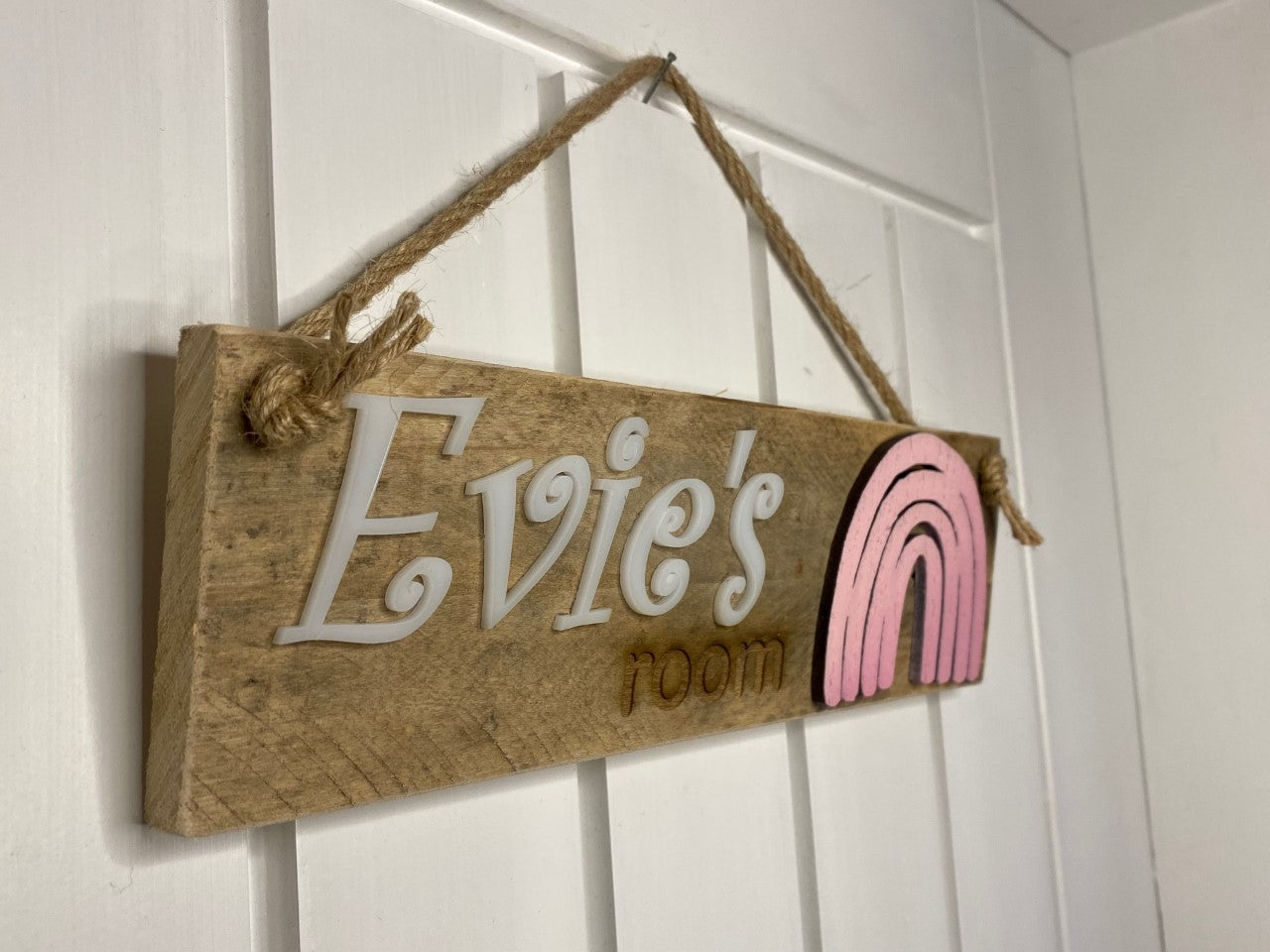 Child's rainbow bedroom door sign