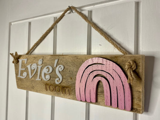 Child's rainbow bedroom door sign