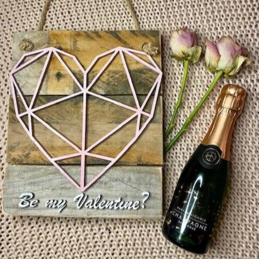 'Be my Valentine?' geometric heart board