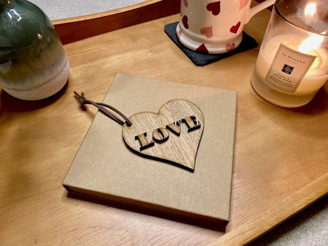 Wooden heart gift tag - 'Love'