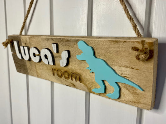 Child's dinosaur bedroom door sign