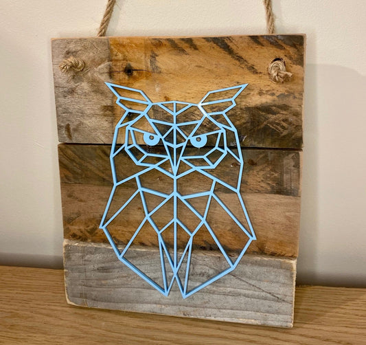 Rustic geometric owl board