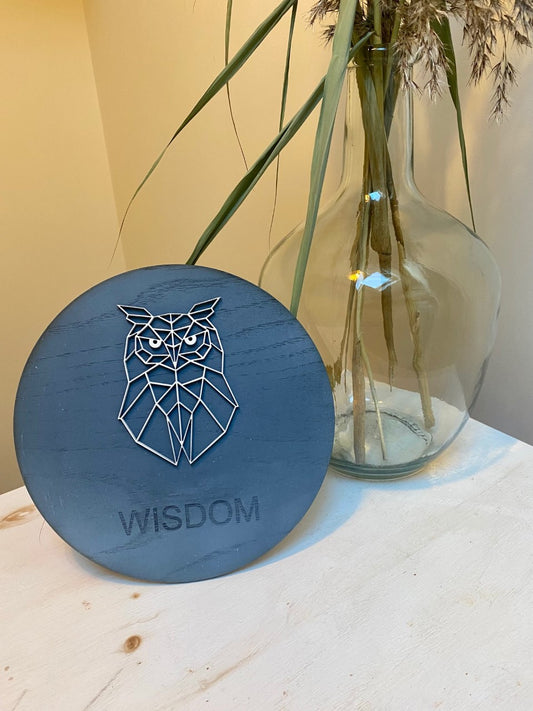 Geometric owl 'wisdom' disc