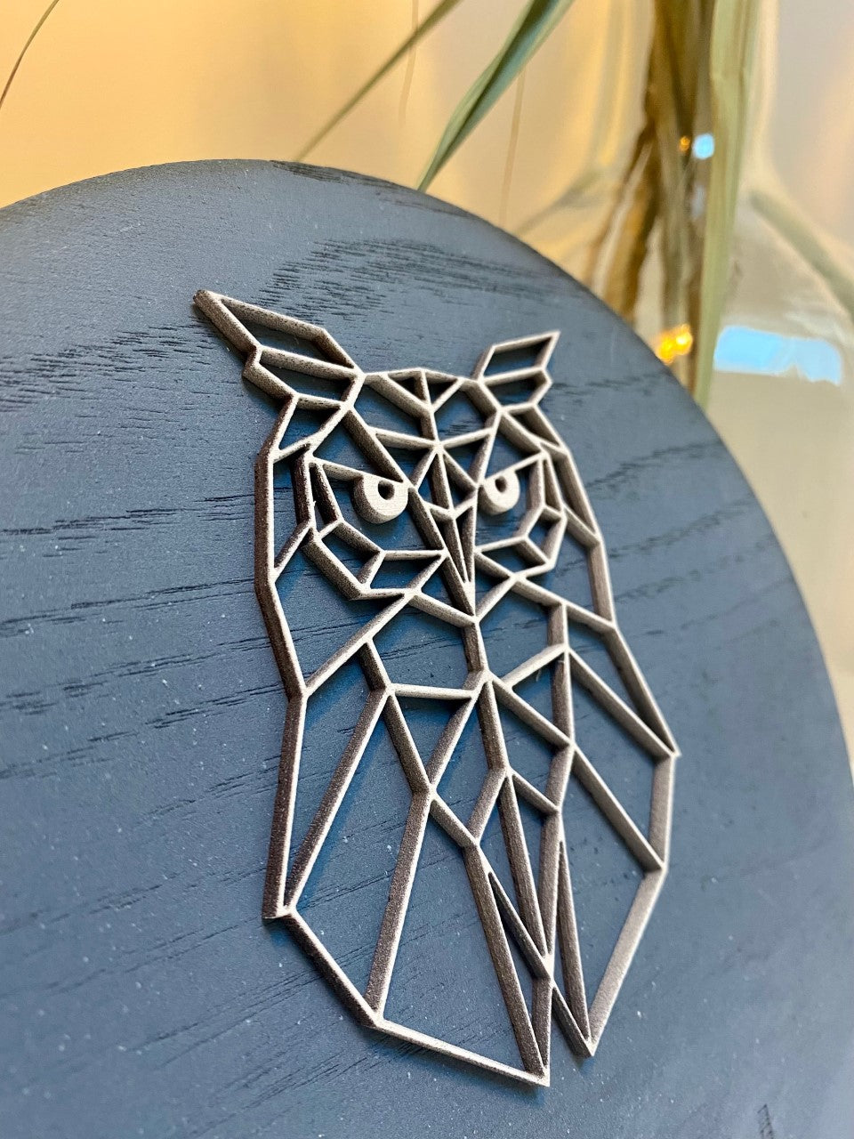 Geometric owl 'wisdom' disc