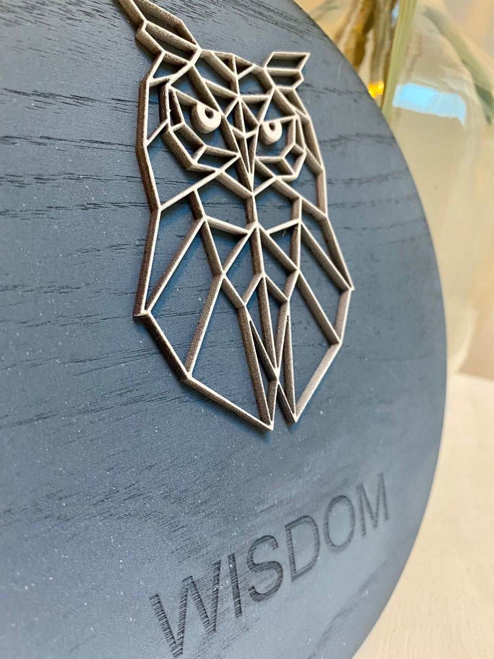 Geometric owl 'wisdom' disc