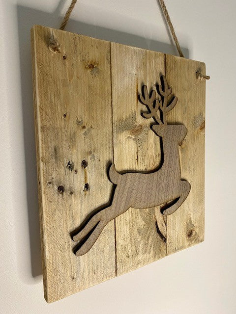 Rustic Christmas reindeer board