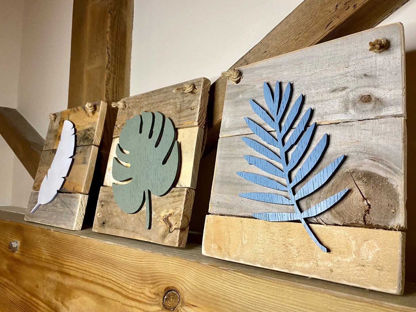 Trio of Tropical leaf boards- Multi colours