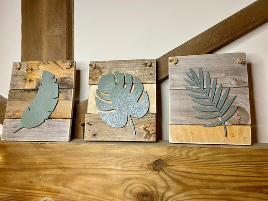 Trio of Tropical leaf boards