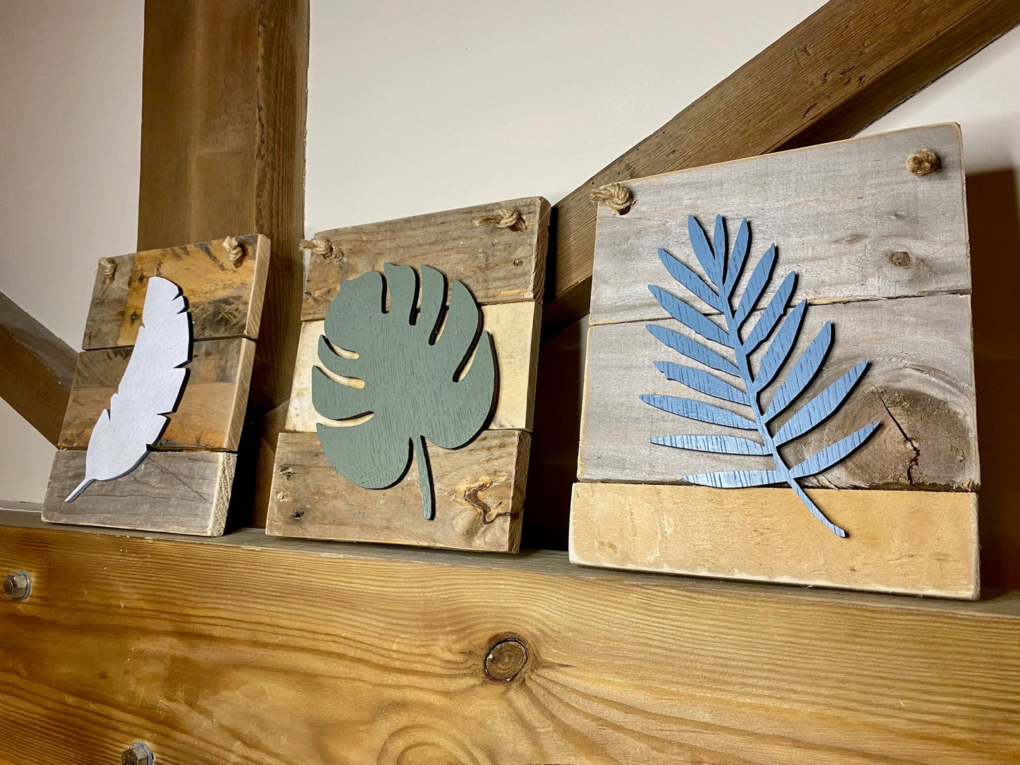 Trio of Tropical leaf boards- Multi colours